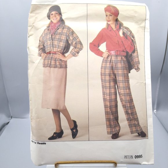 UNCUT Vintage Sewing PATTERN Vogue 0995, Misses 1985 Jacket Skirt Pants Blouse - Picture 1 of 2